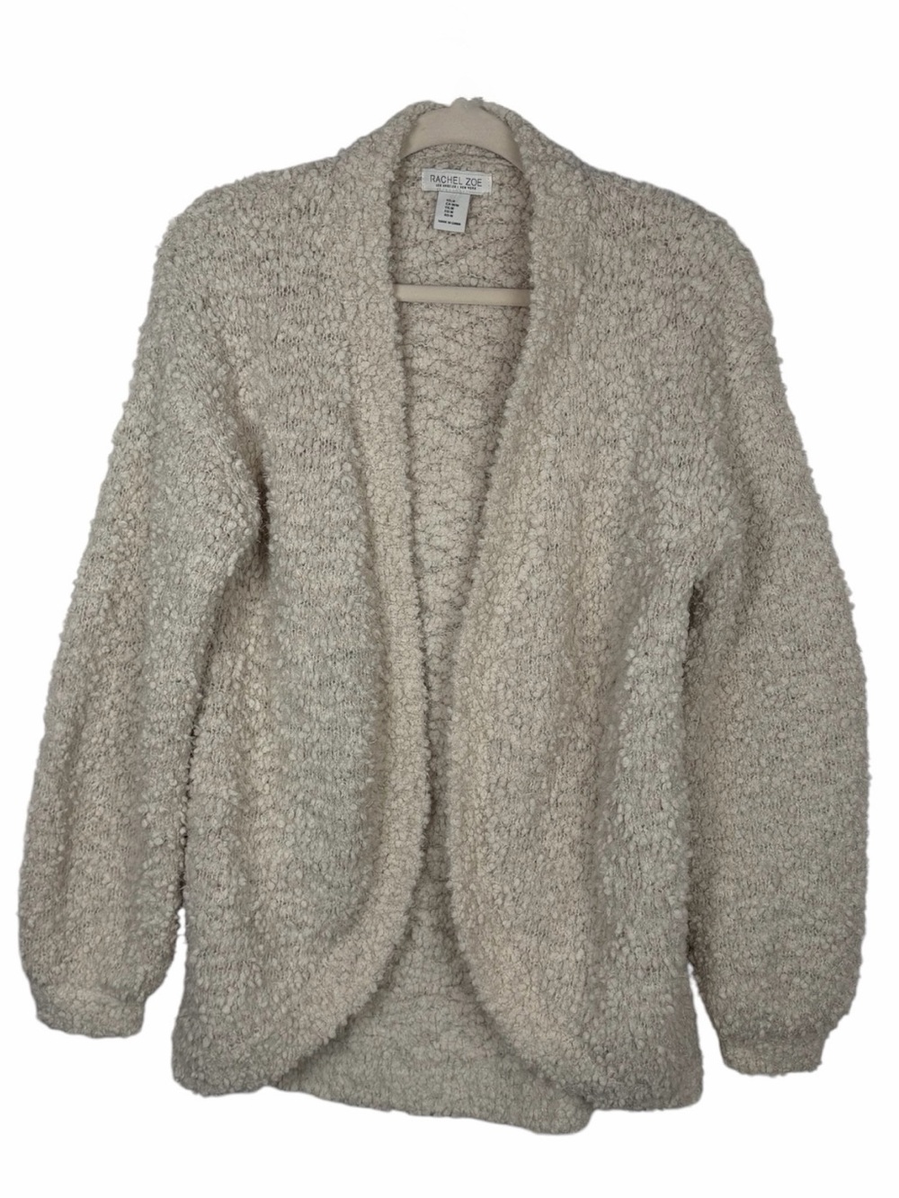 Rachel Zoe Women’s Cream Popcorn Bouclé Open Front Cardigan Sweater Size Medium